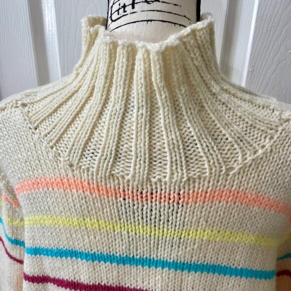 GRANNY SQUARE CHUNKY WOOL SWEATER COLOR POP SIZE MEDIUM - Picture 8 of 14